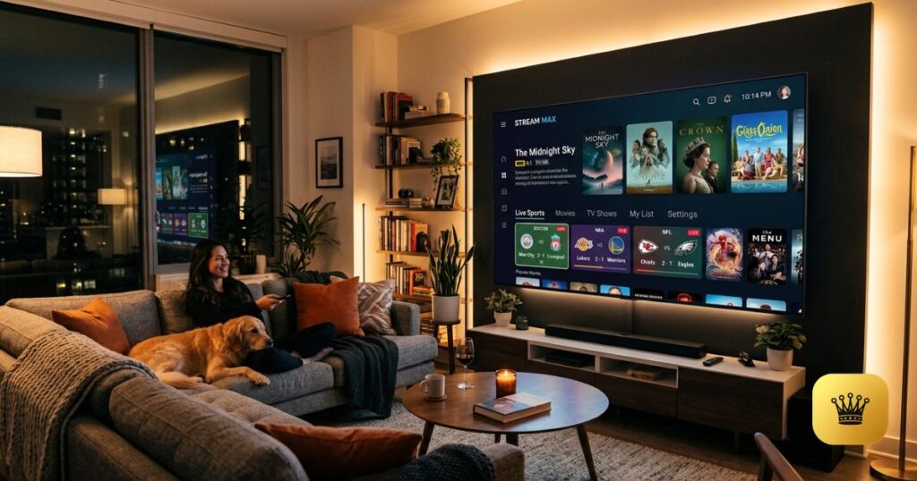bästa iptv appen på en smart tv i ett svenskt vardagsrum