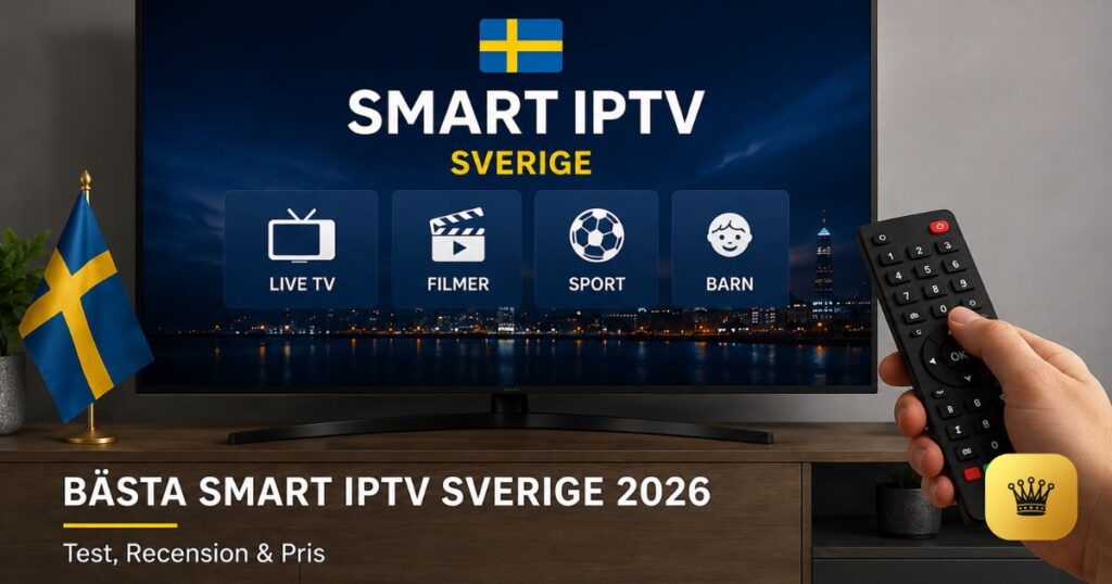 Smart IPTV Sverige på modern OLED Smart TV i ett exklusivt svenskt vardagsrum